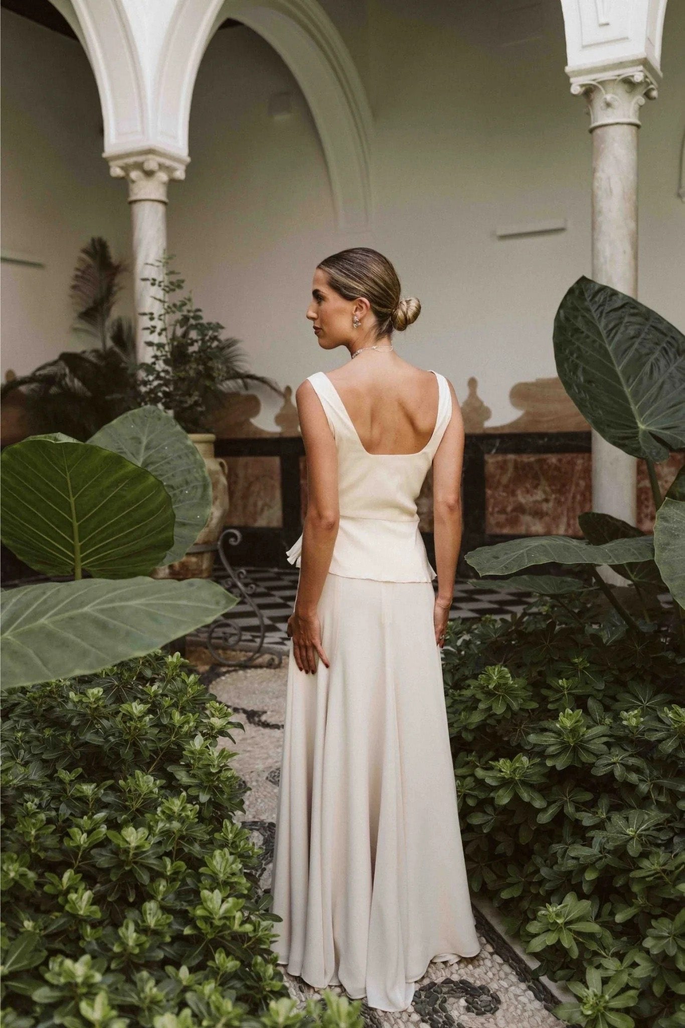 Square Neck Peplum Two Piece Maxi Skirt Set