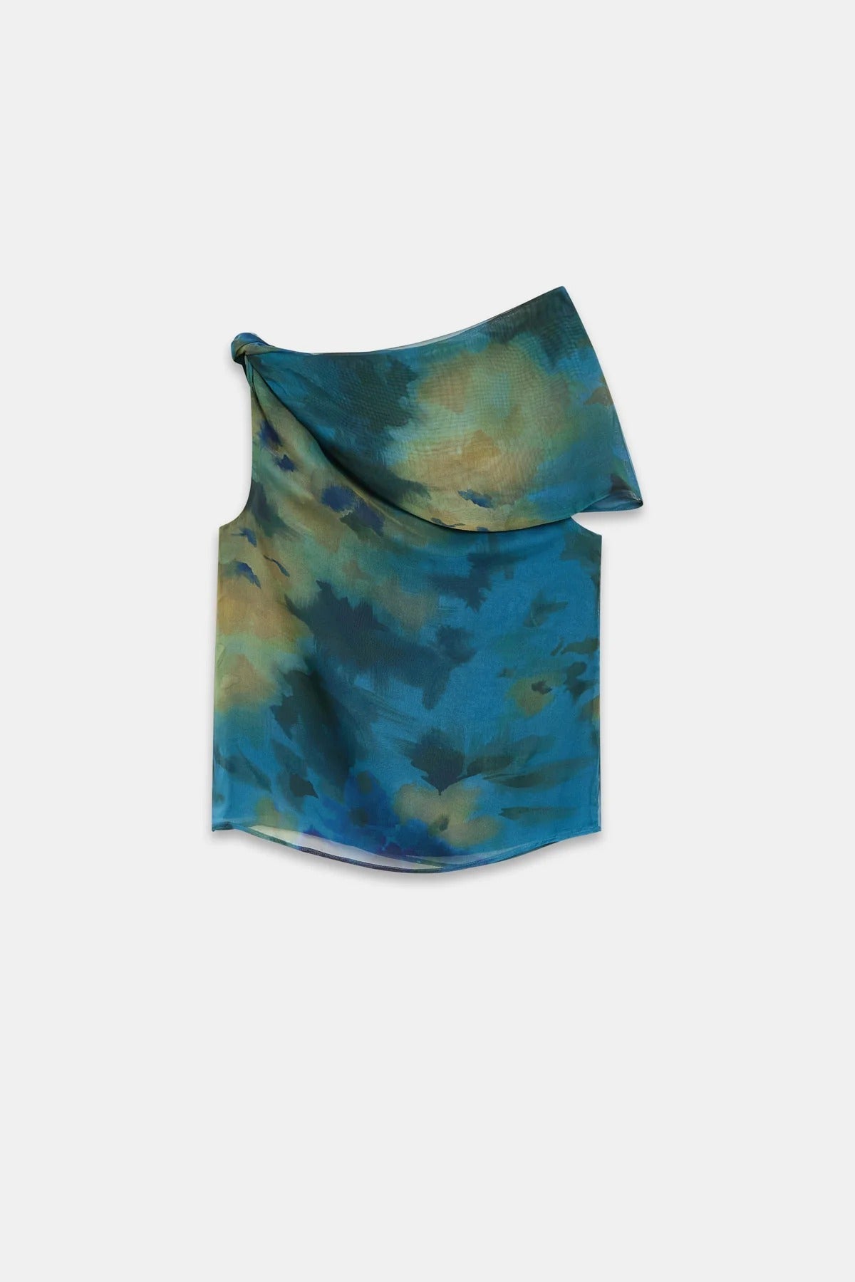 Draped Neck Abstract Skirt Set