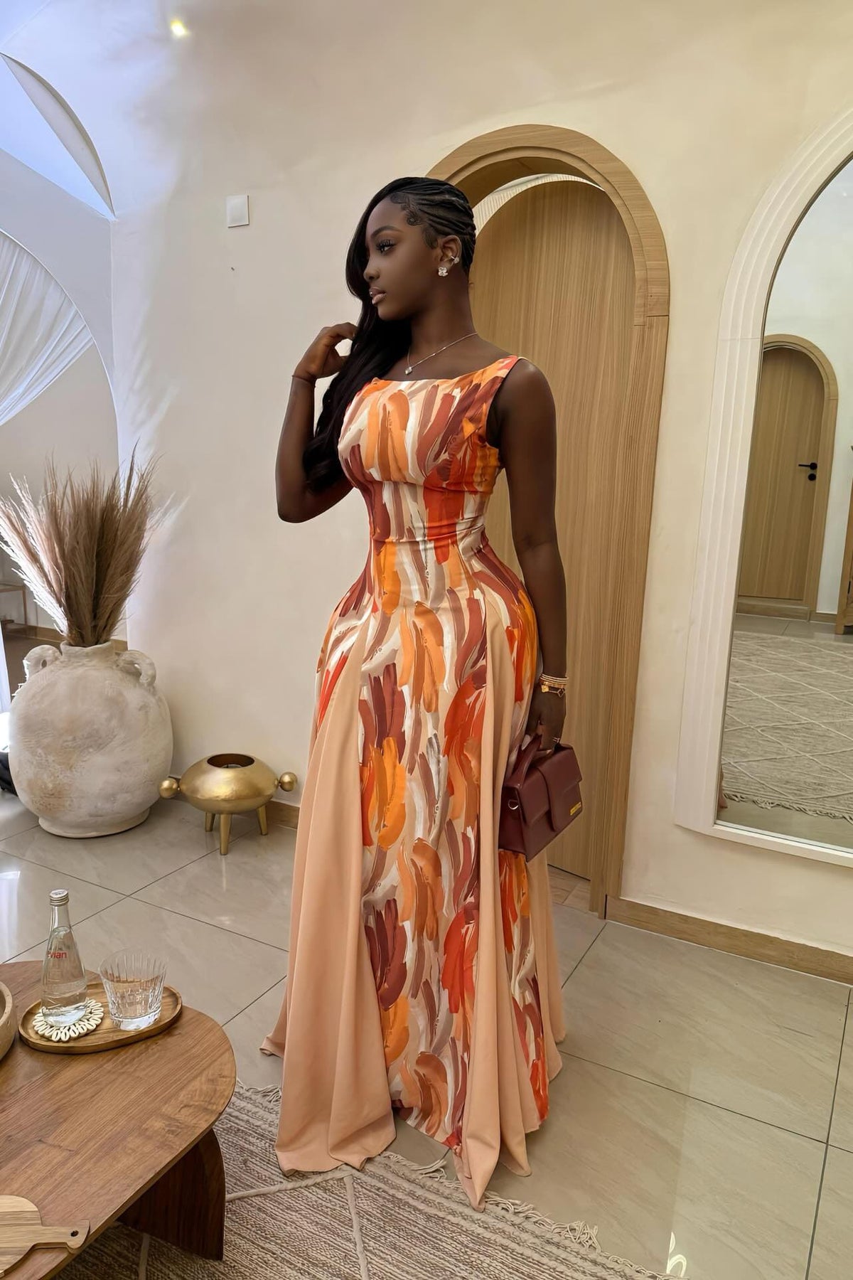 Artistic Print Maxi Dress