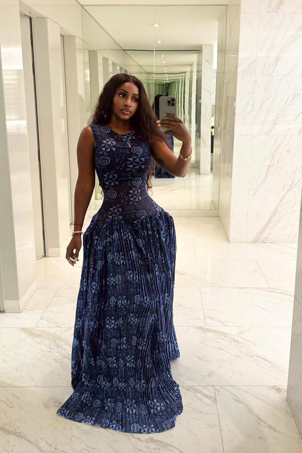 Adinkra Pleated Maxi Dress