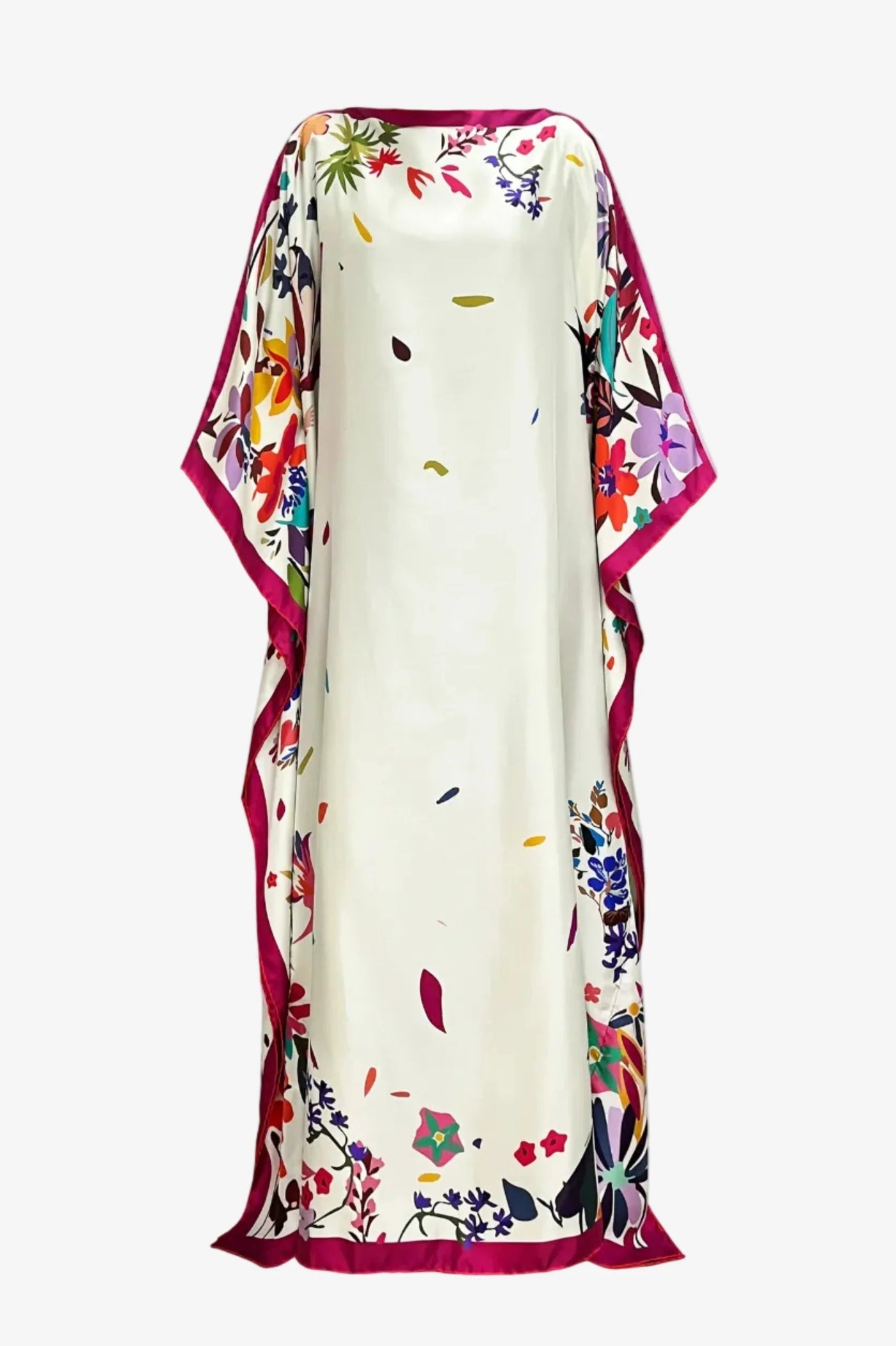Colorful Floral Print Batwing Loose Kaftan