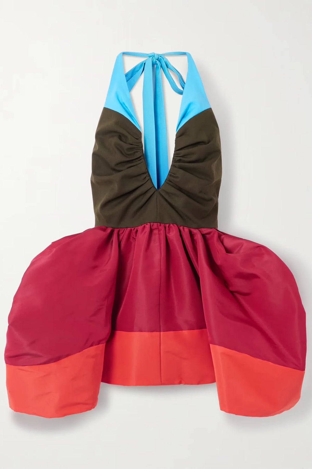 Colorblock Halter Pleated Top