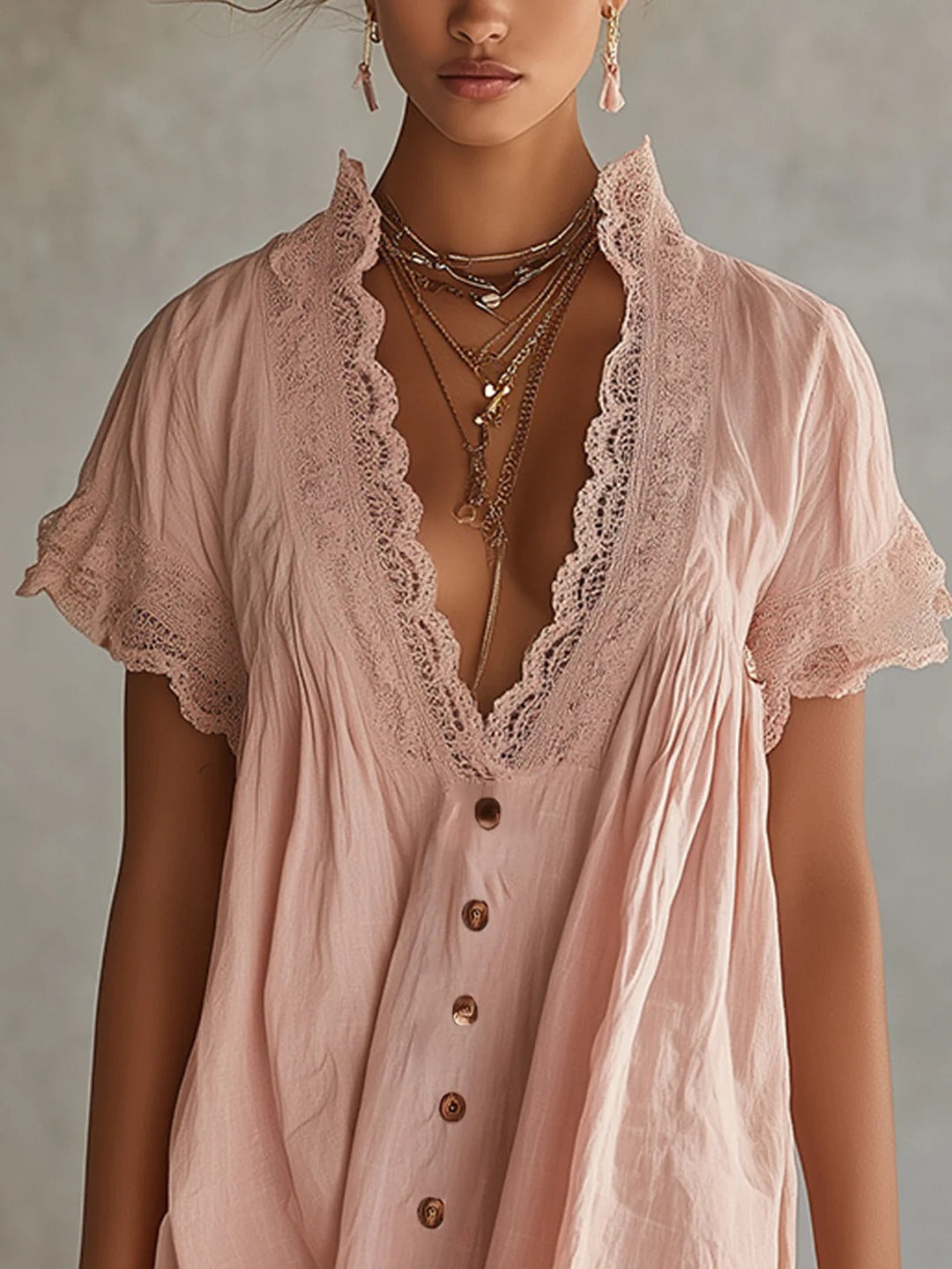 The Pink Lace Button-Down Dress