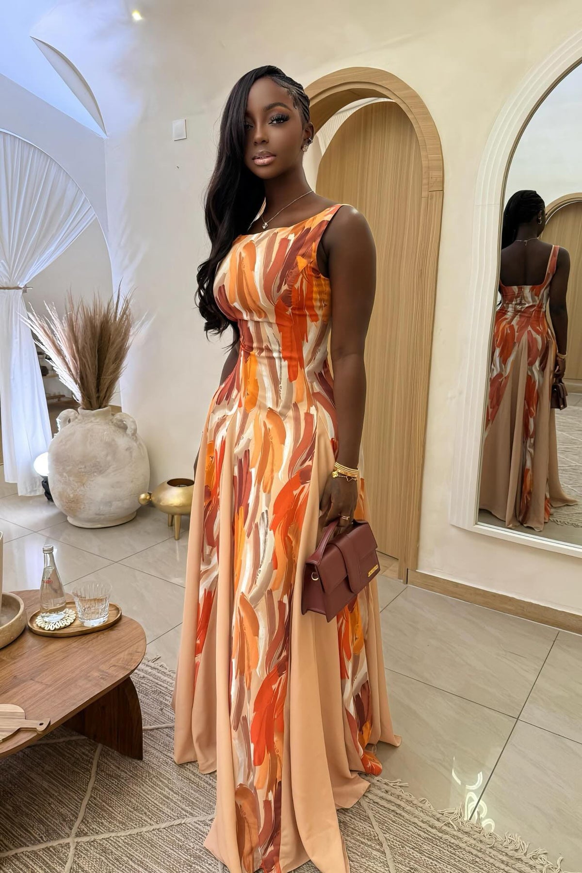 Artistic Print Maxi Dress