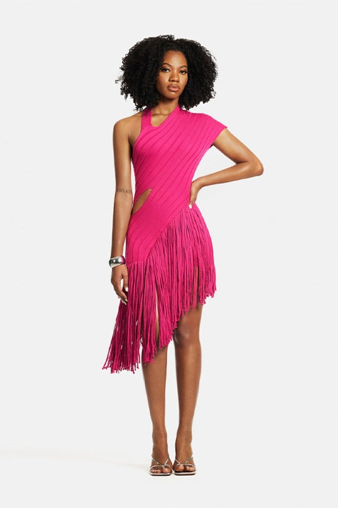 Vibrant Yellow Cutout Midi Dress