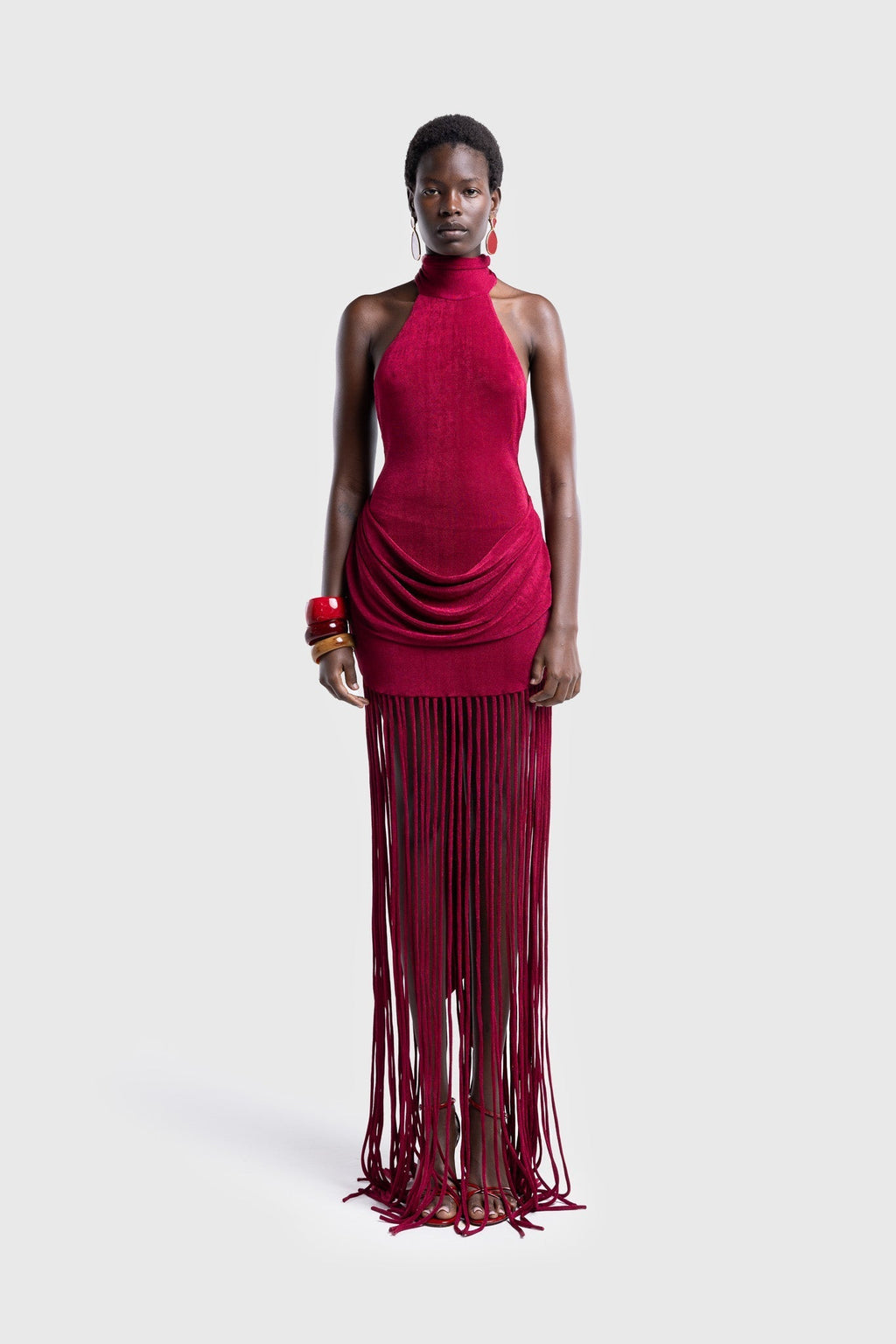 Azure Fringe Halo Maxi Dress