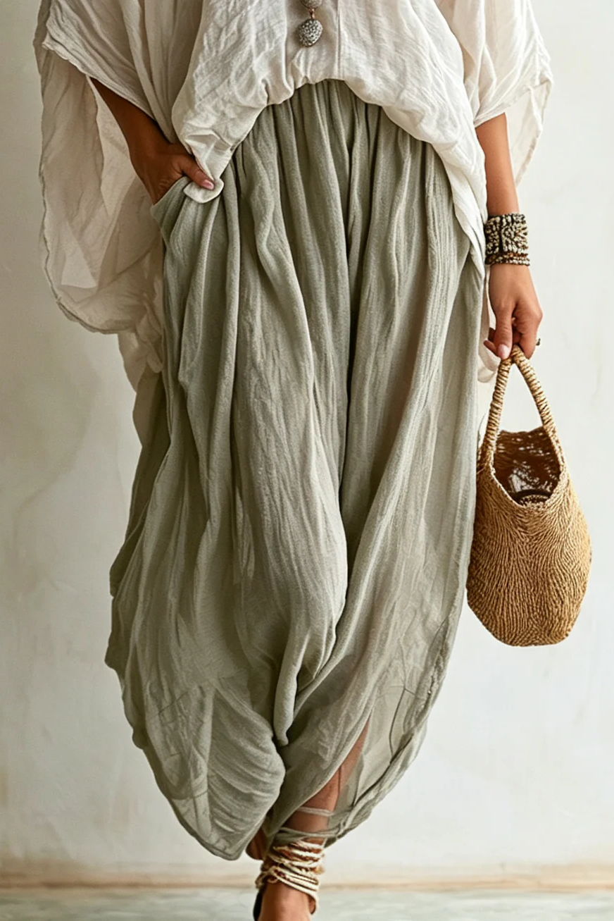 V Neck Batwing Top & Harem Matching Set