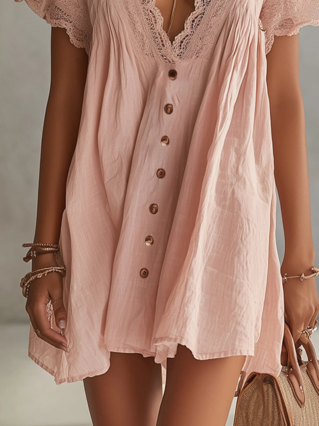 The Pink Lace Button-Down Dress