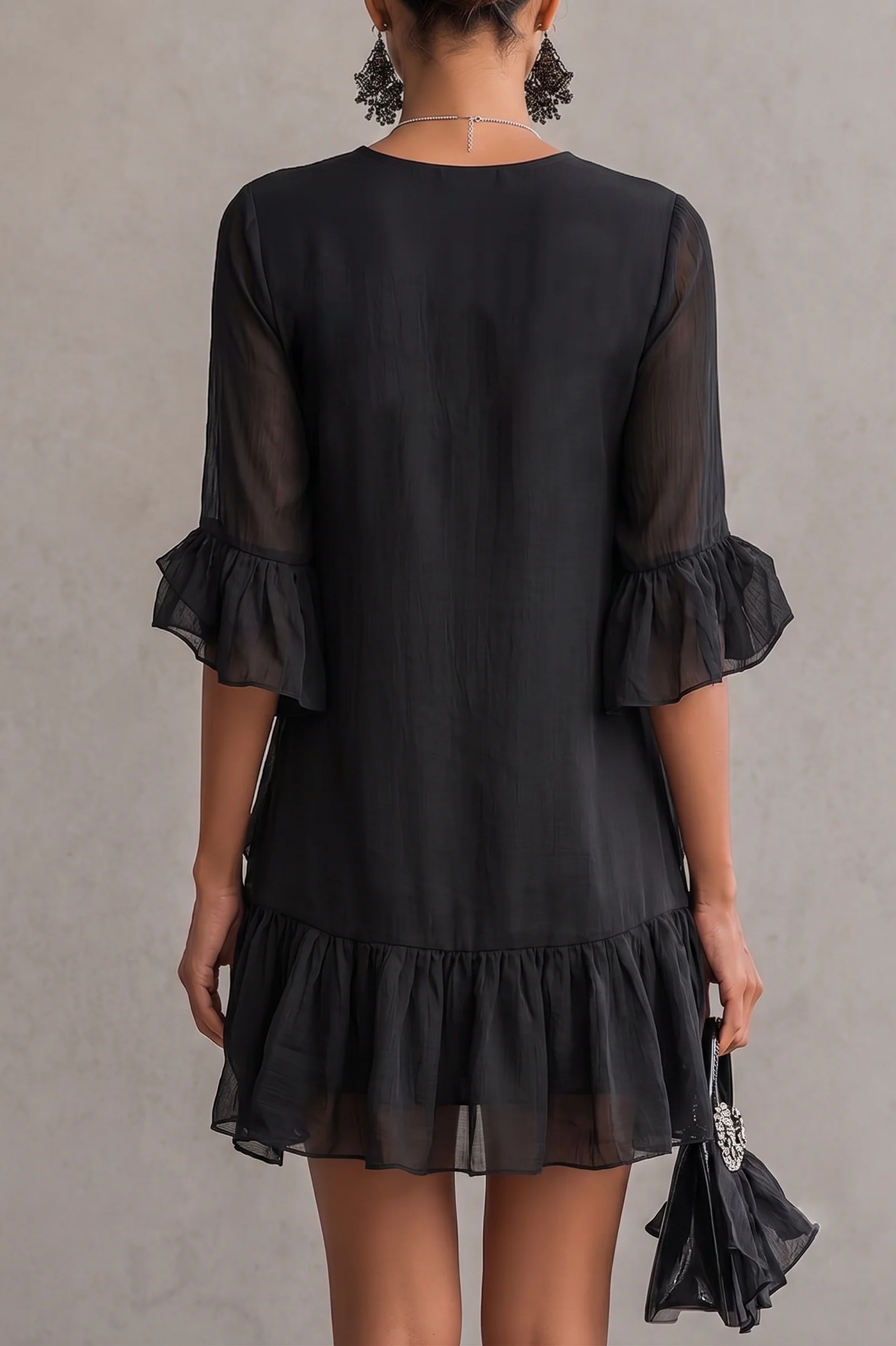 Lace Ruffle Mini Dress