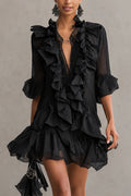Lace Ruffle Mini Dress