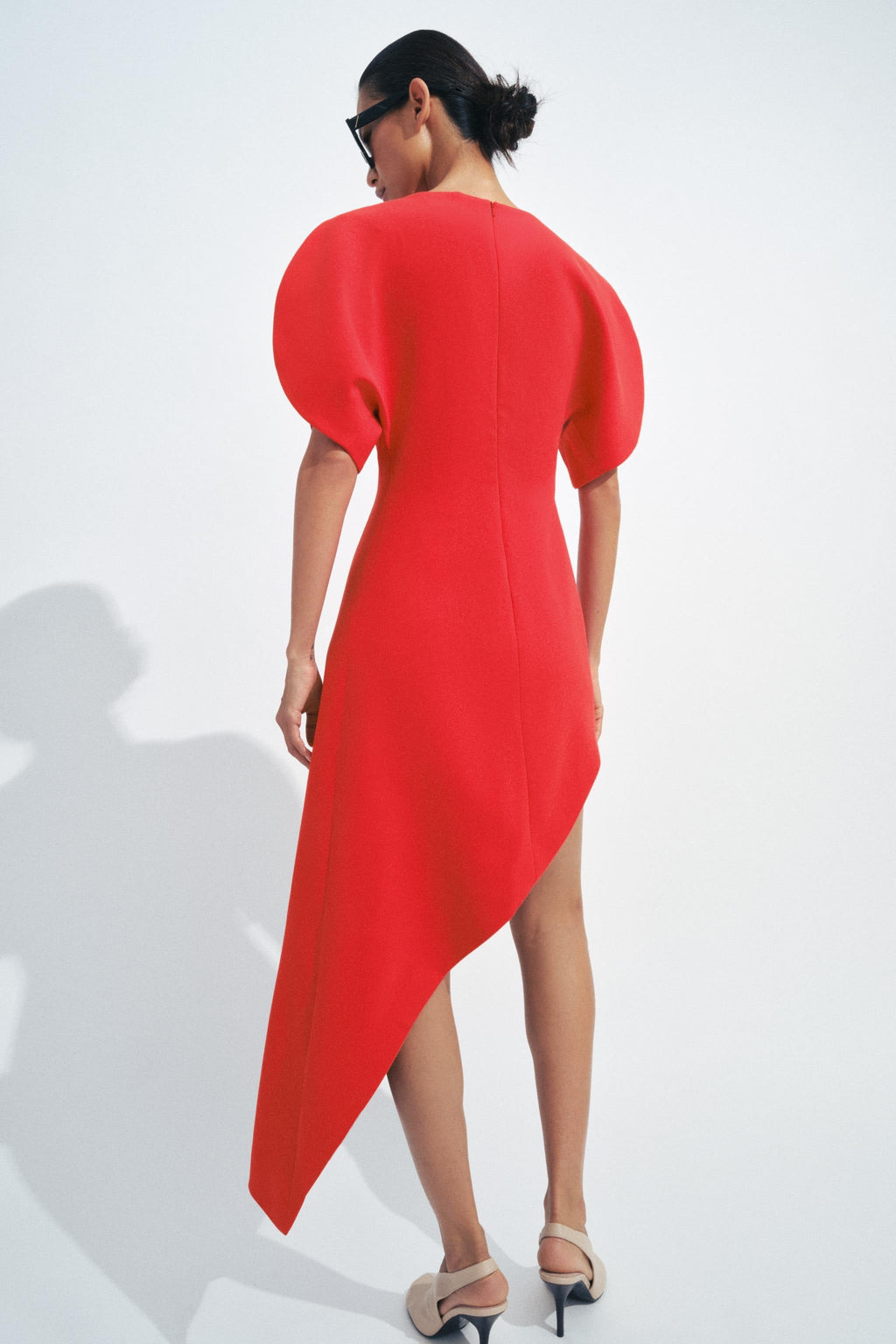 Modern Structured Red Midi Dress