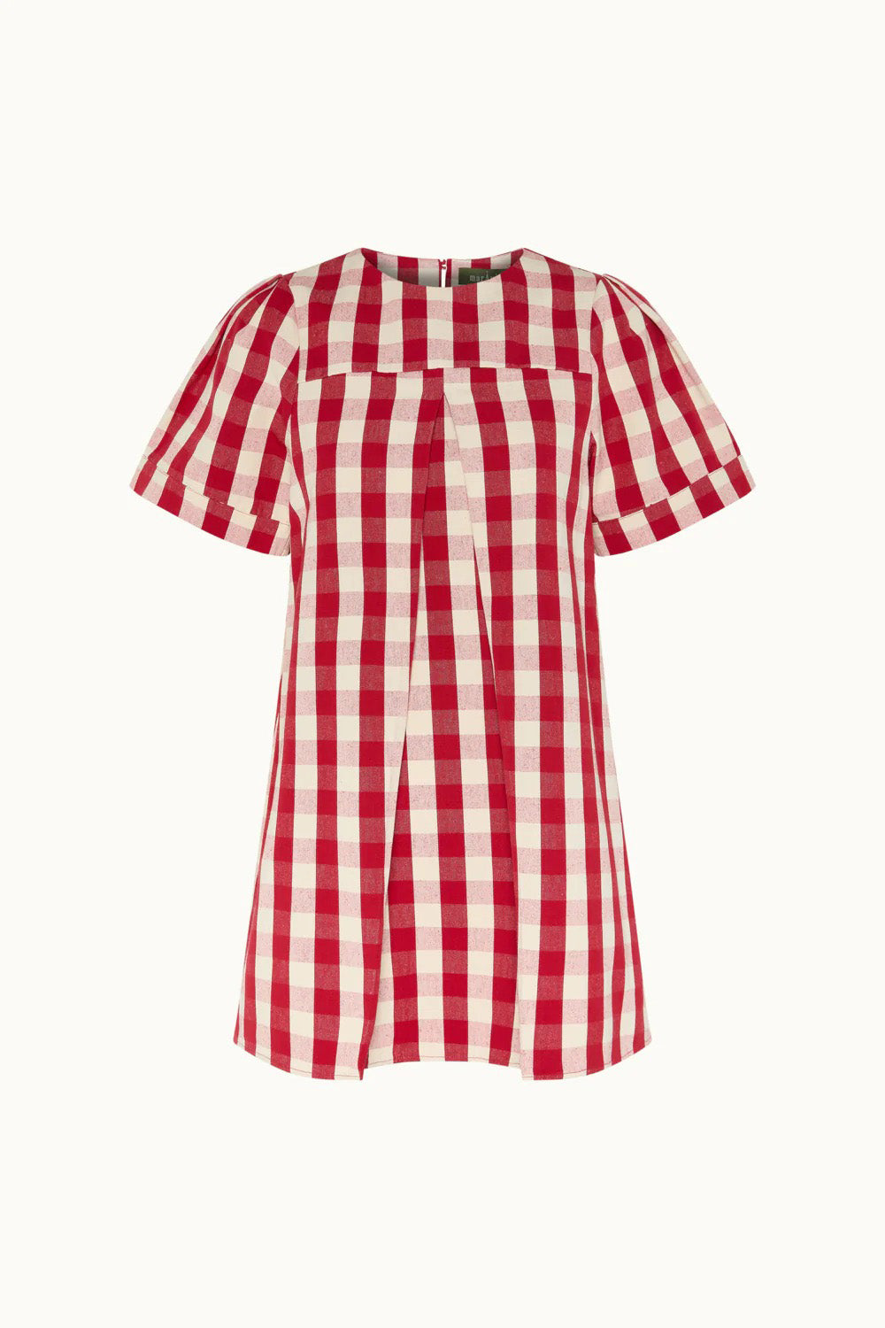 Red Gingham Short Sleeve Loose Mini Dress