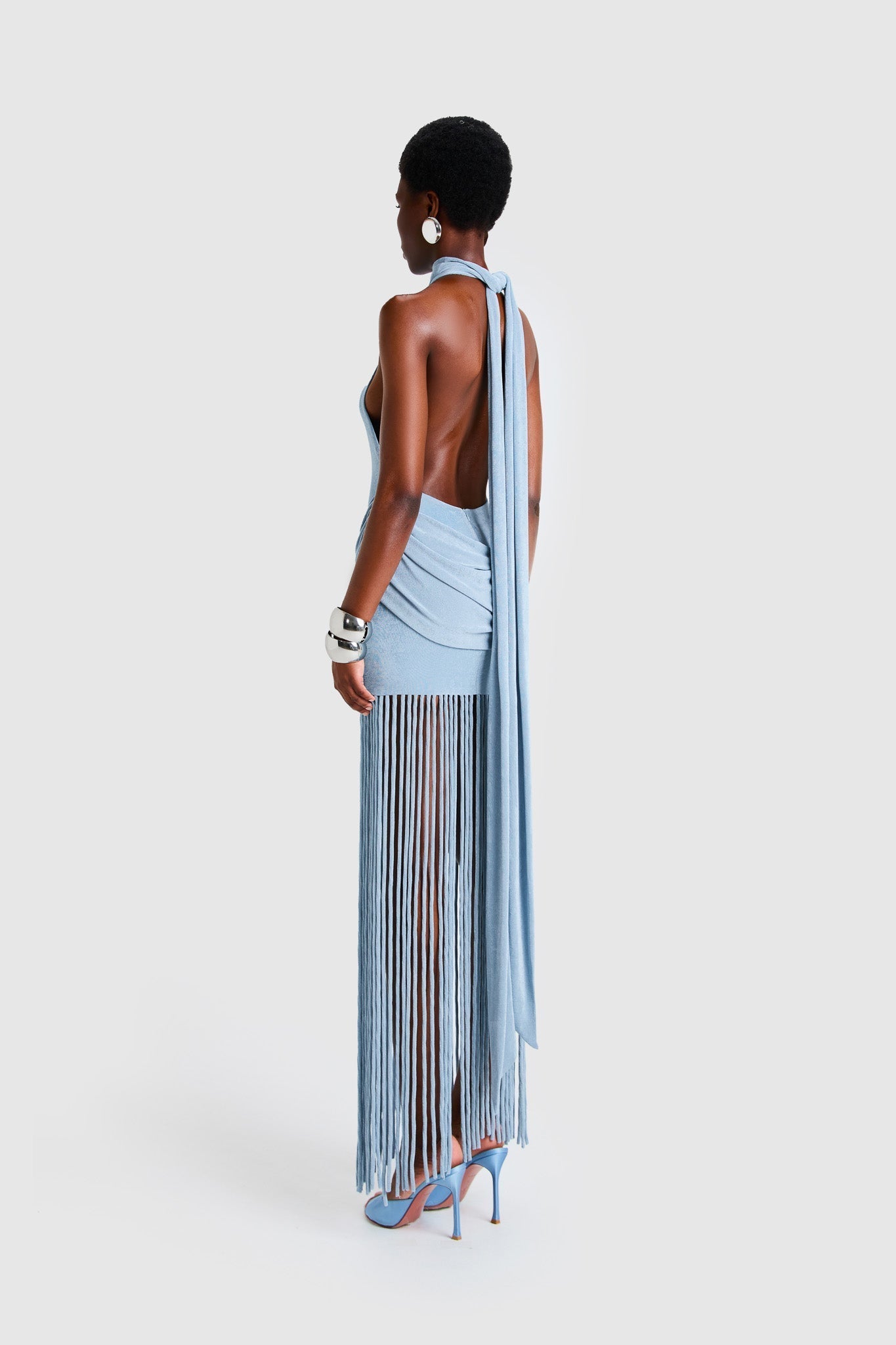 Azure Fringe Halo Maxi Dress