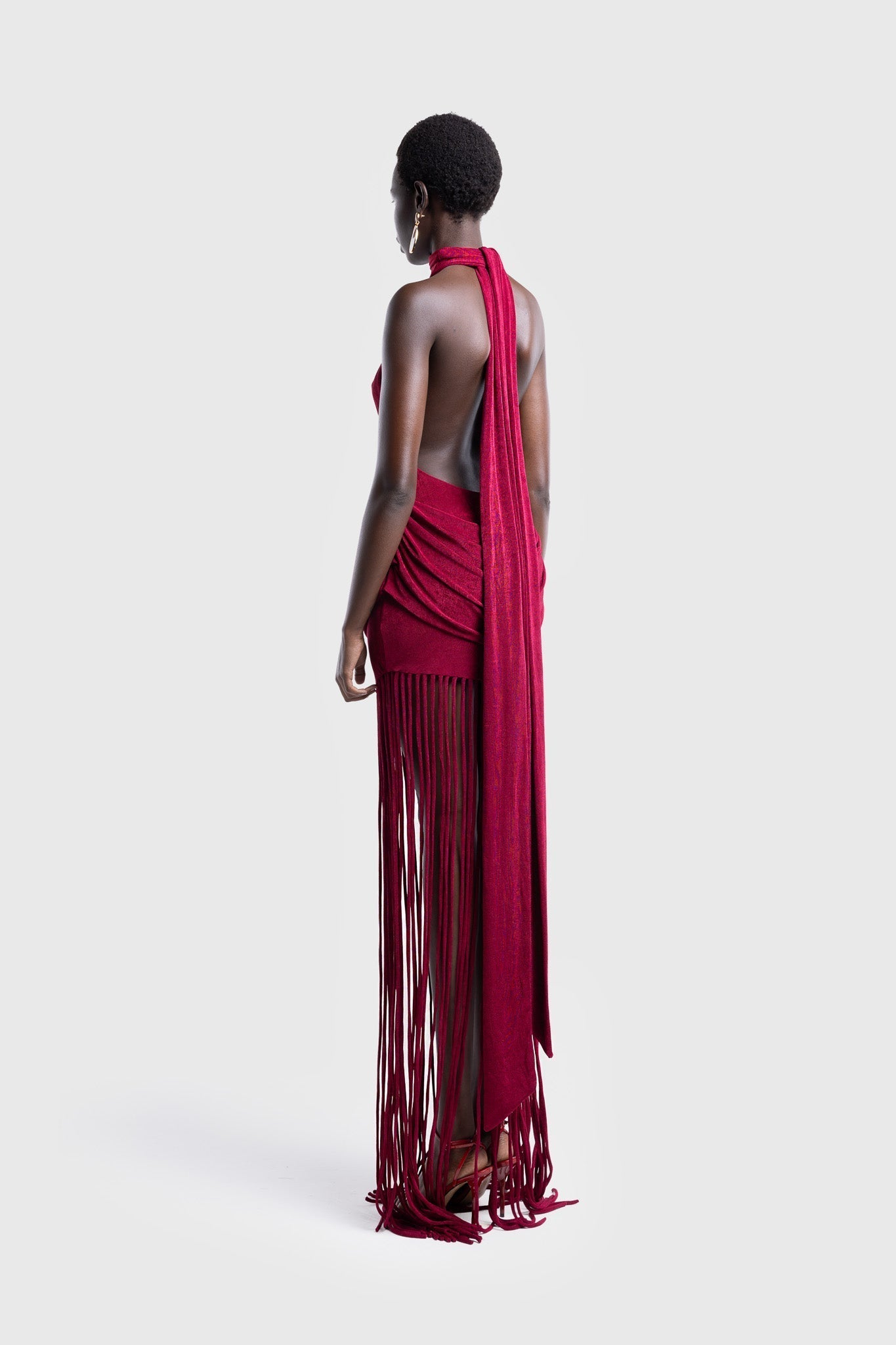 Azure Fringe Halo Maxi Dress