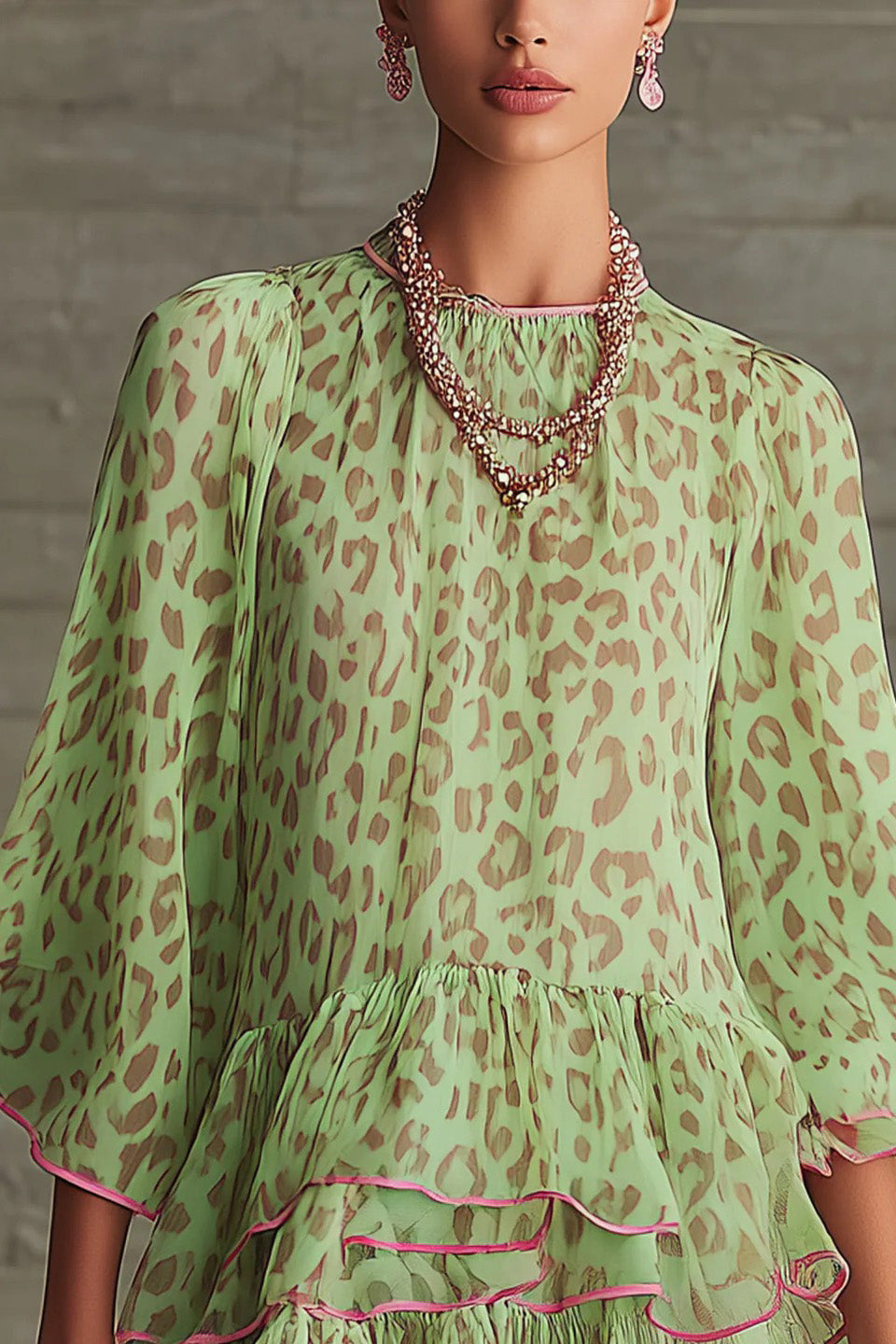 The Green Leopard Chiffon Dress
