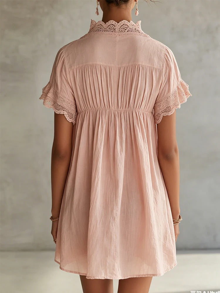 The Pink Lace Button-Down Dress