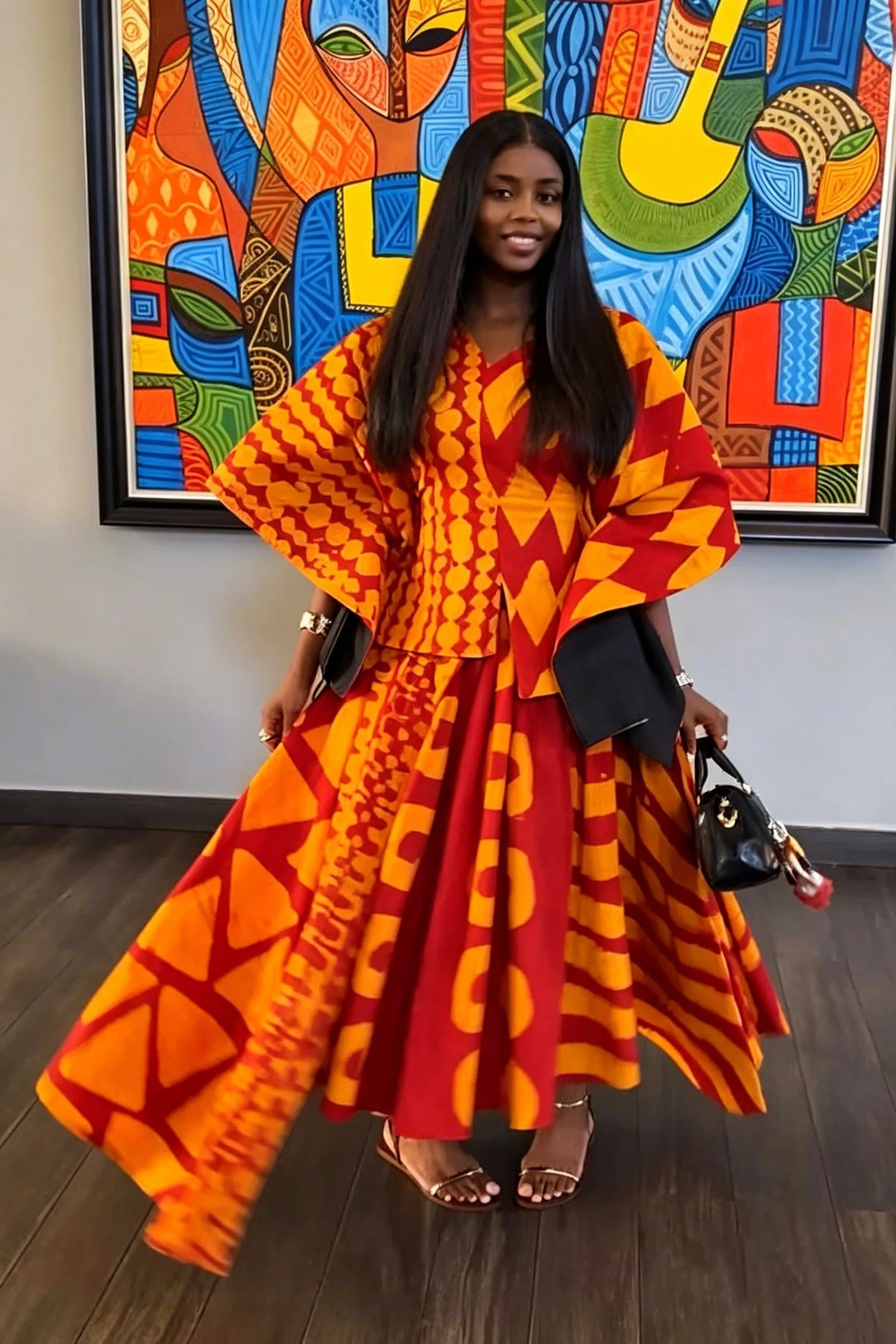 Vibrant Ethnic Print Skirt Set