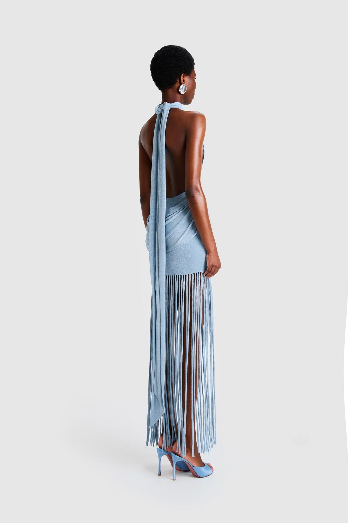 Azure Fringe Halo Maxi Dress