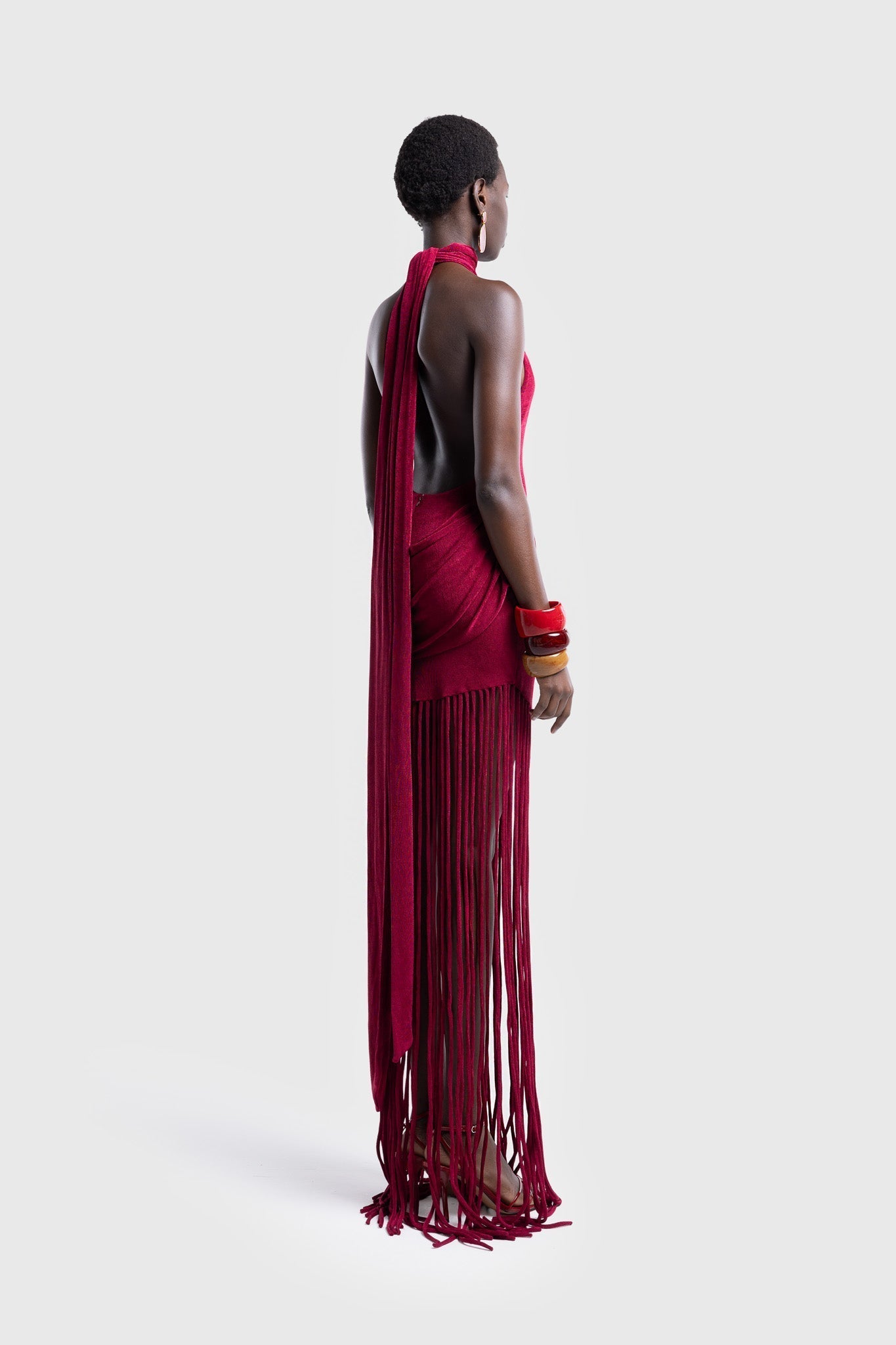 Azure Fringe Halo Maxi Dress