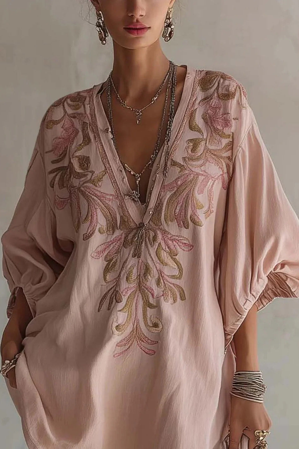 Embroidered Linen Mini Dress