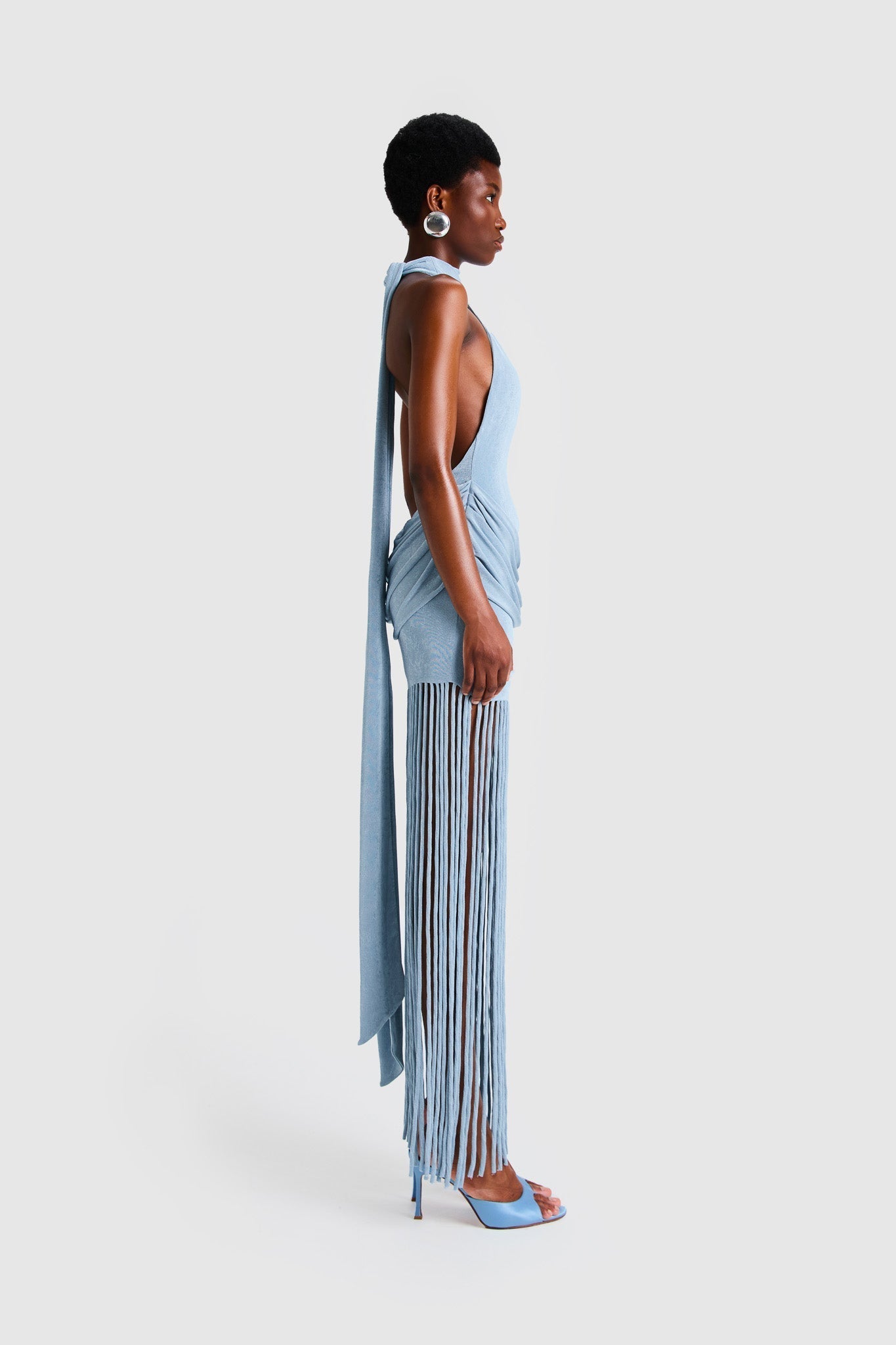 Azure Fringe Halo Maxi Dress