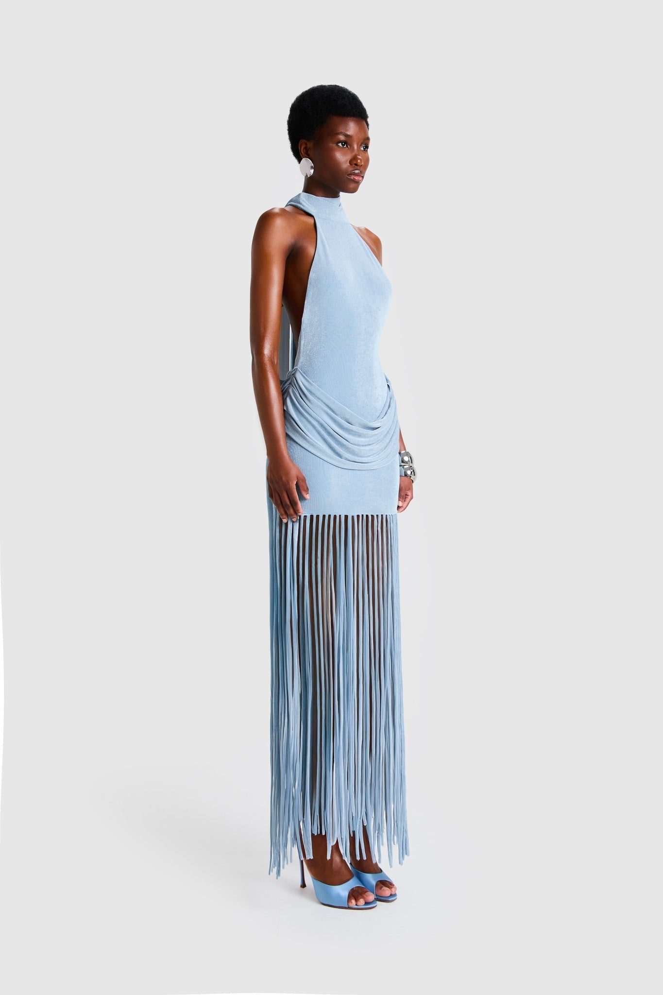 Azure Fringe Halo Maxi Dress