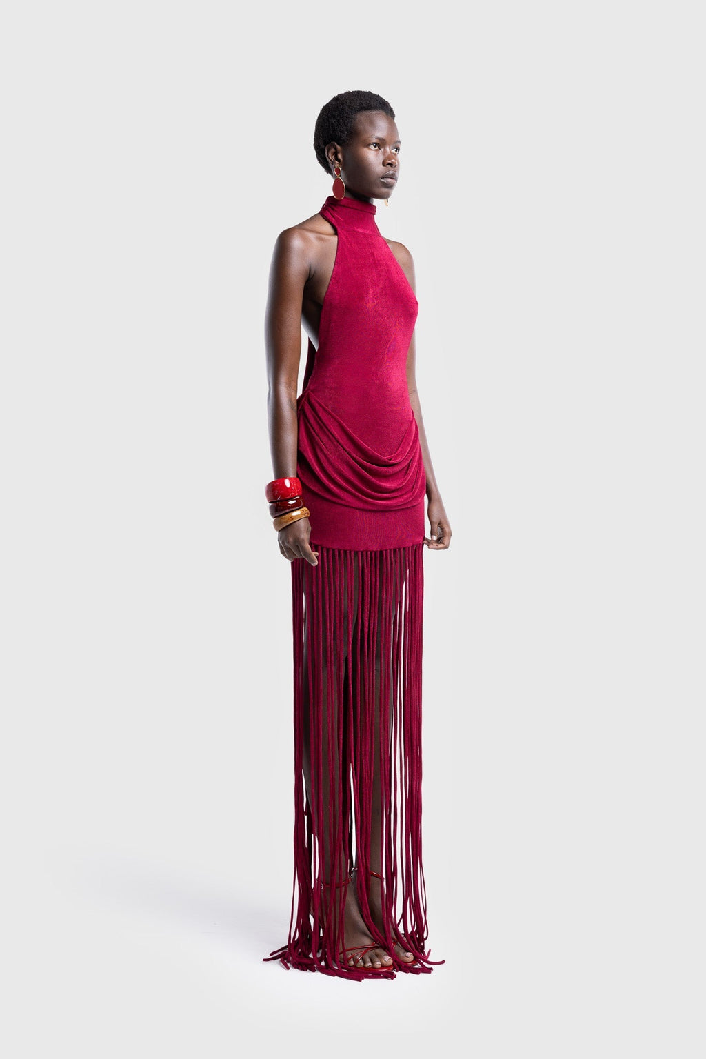 Azure Fringe Halo Maxi Dress