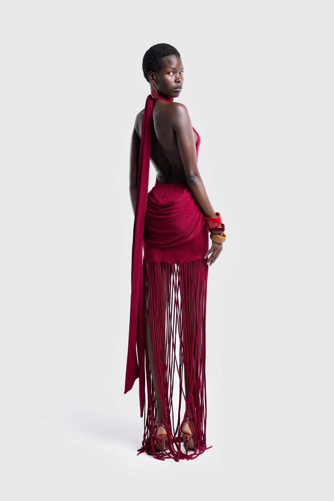 Azure Fringe Halo Maxi Dress