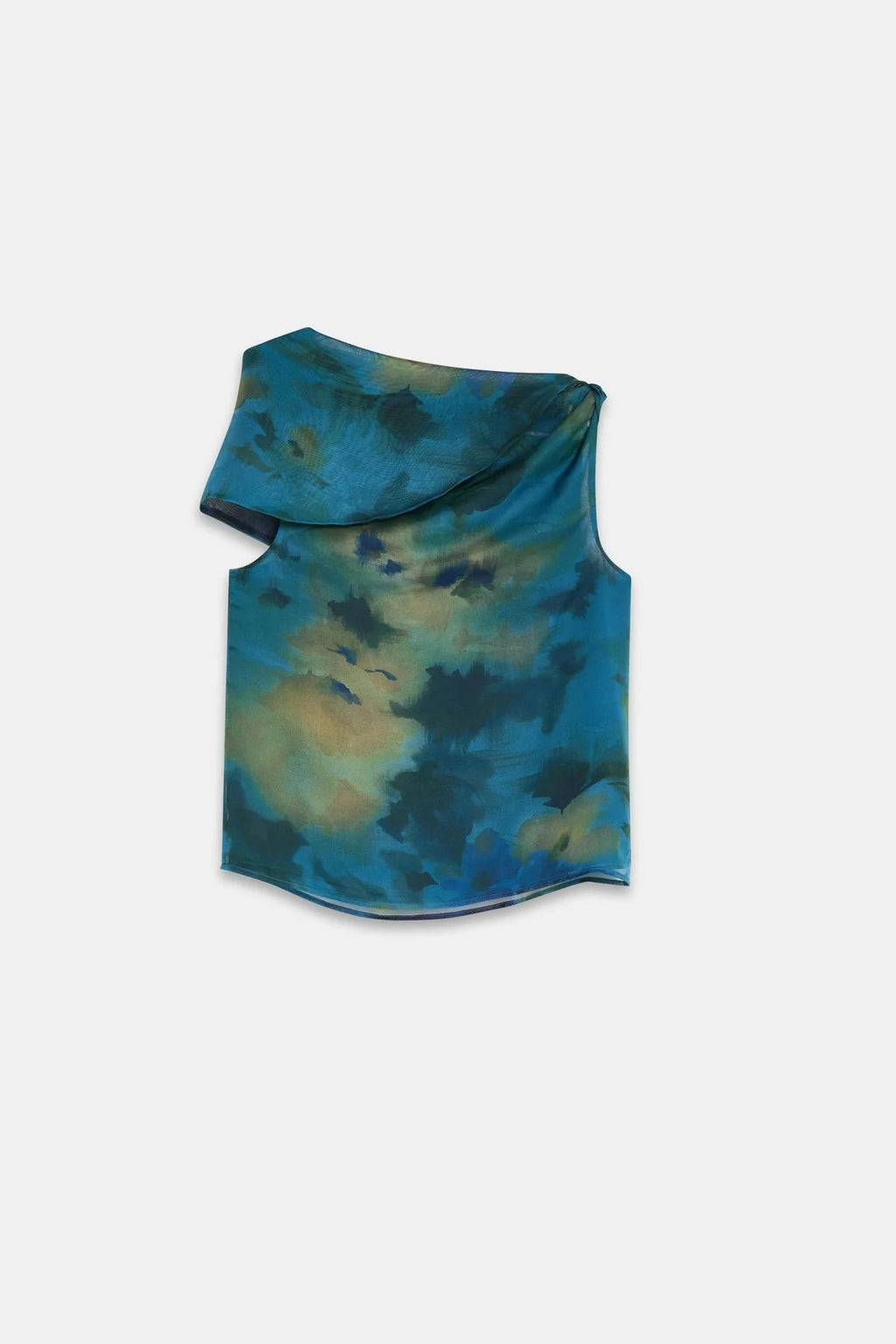 Draped Neck Abstract Skirt Set