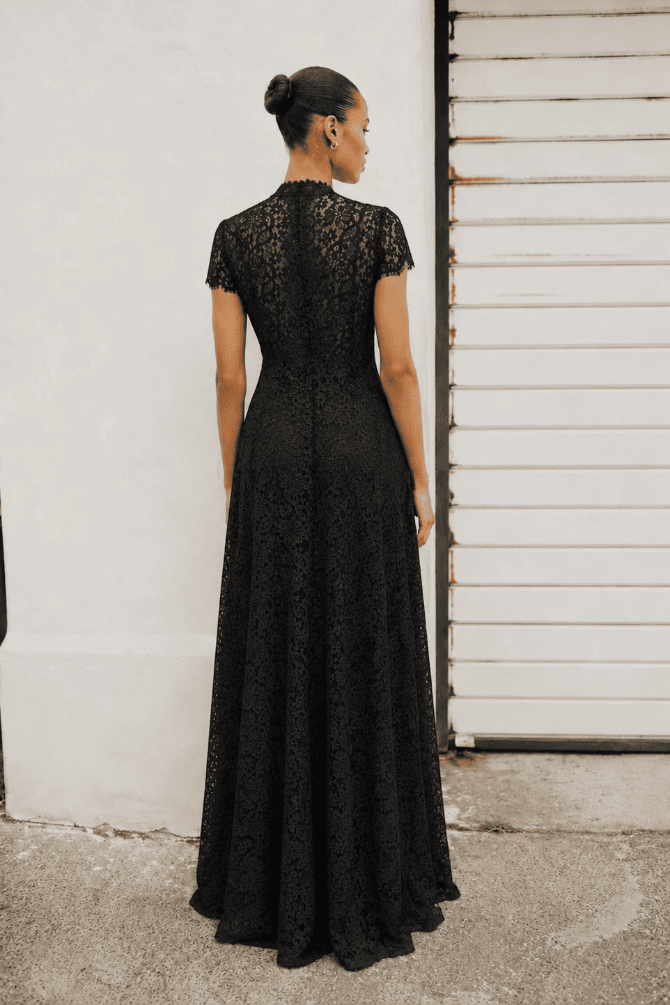 Black Waist Lace Wide-Leg Pants
