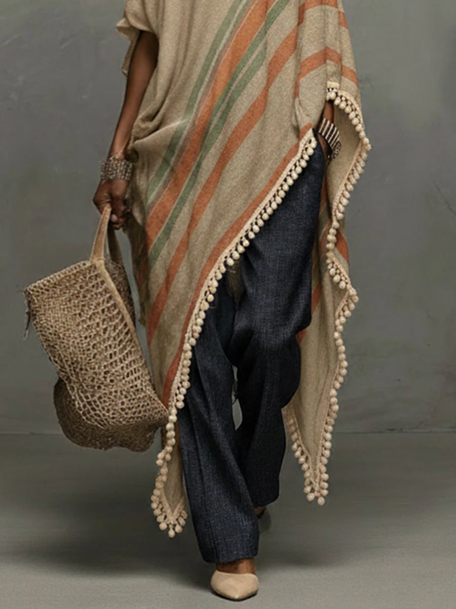 The Khaki Fringe Off-Shoulder Dress