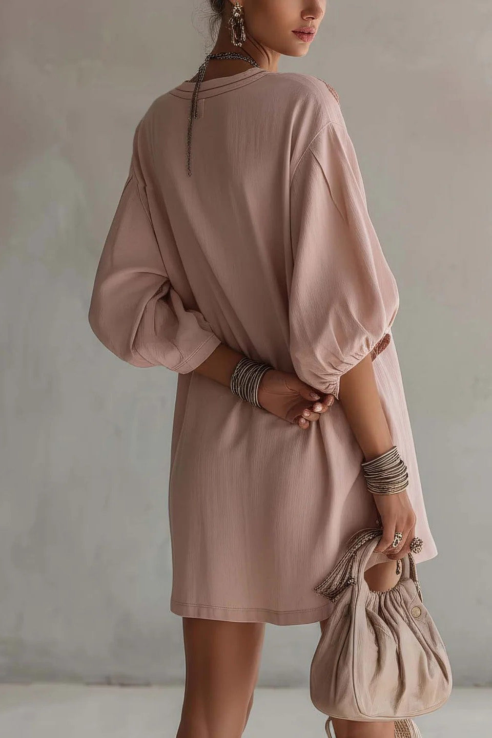 Embroidered Linen Mini Dress