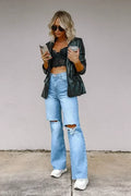 Light Blue Distressed Wide Leg Jeans
