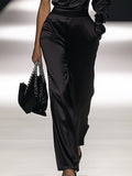 Off-the-shoulder Satin Long-sleeved Jumpsuit