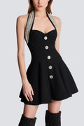 Patricia Crystal Embellished Halter Knit Dress
