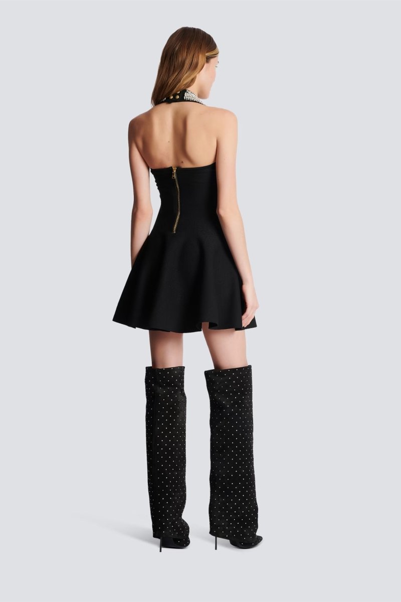 Patricia Crystal Embellished Halter Knit Dress